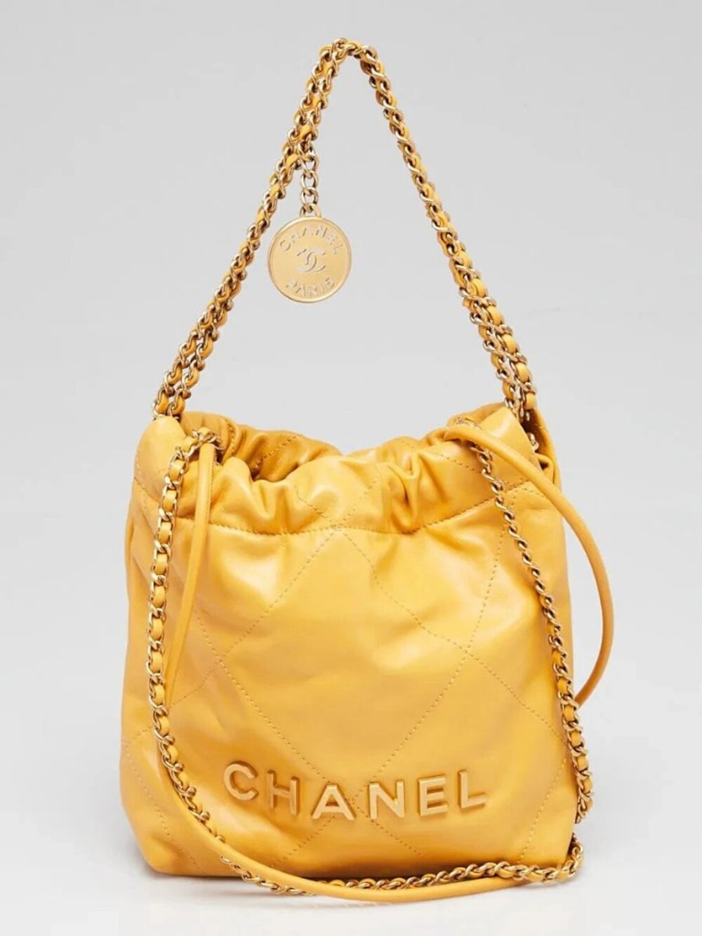 Chanel Yellow Quilted Calfskin Leather Chanel 22 Mini Bag